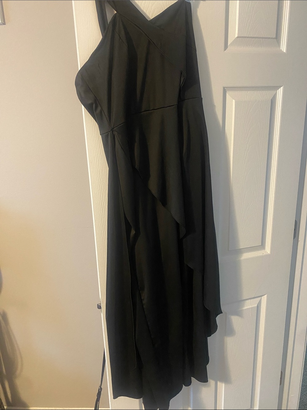 Black Asymmetrical Ruffle Jumpsuit